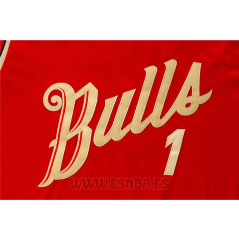 Camiseta Navidad 2015 Chicago Bulls Derrick Rose #1 Rojo